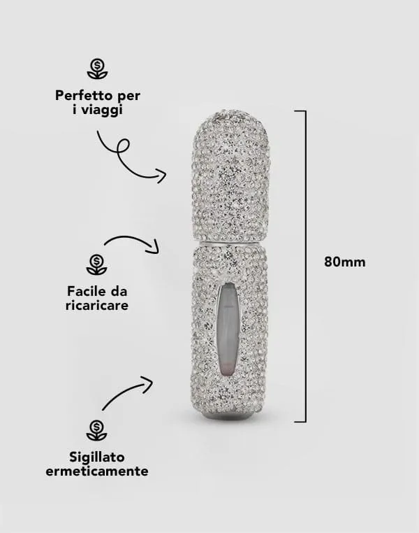 Porta Profumo da Viaggio Argento con Strass 5ml - immagine 3