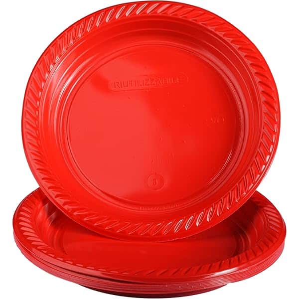 Fatigati Belle Feste Piatti Piani Lavabili& Riutilizzabili 15 pezzi Rossi