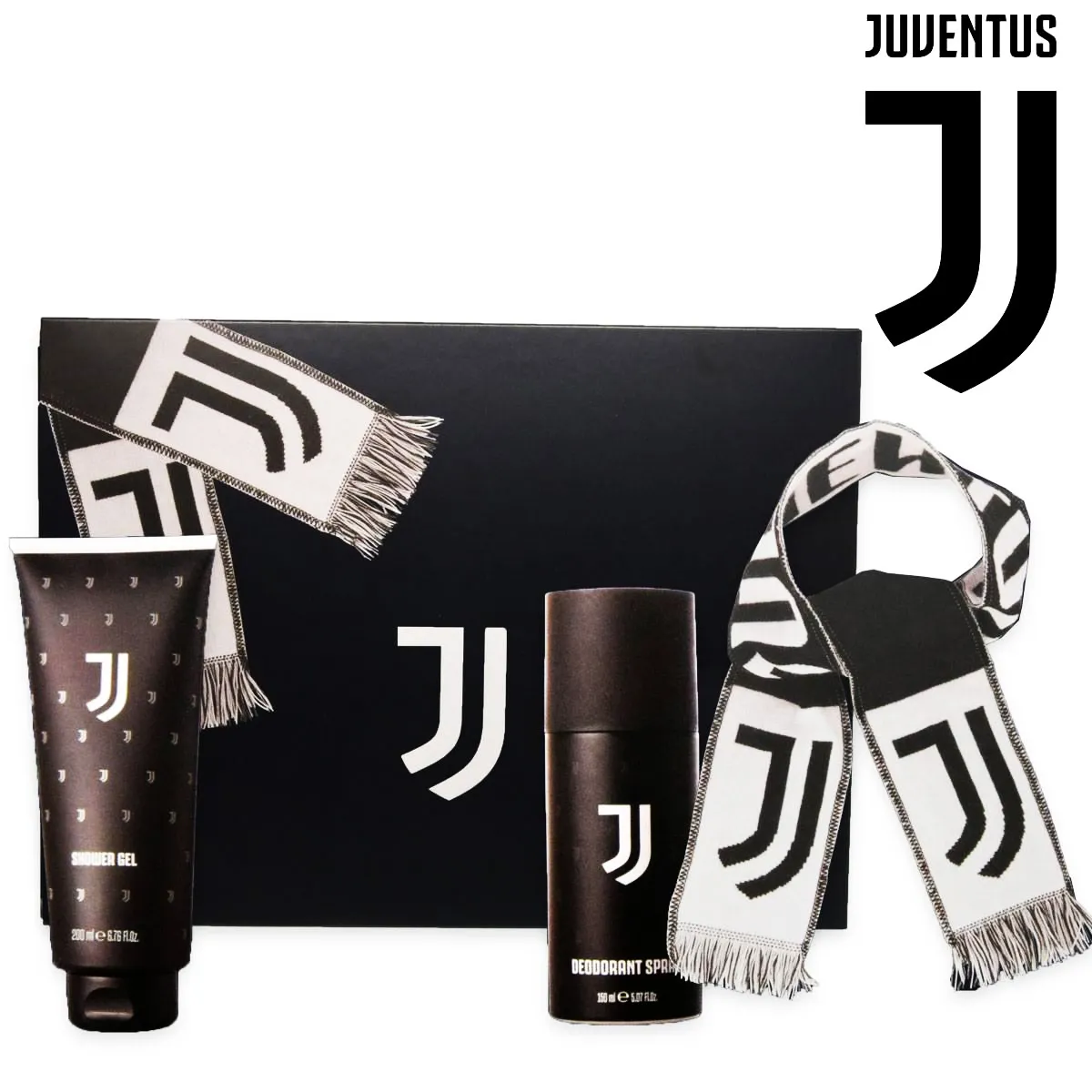 Juventus Set Regalo Uomo Sciarpa Stadio Ufficiale + Bagno Doccia e Deodorante