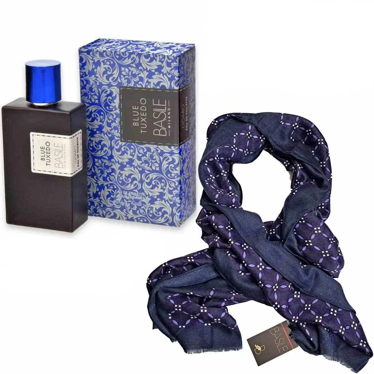 Profumo Uomo Basile Blue Tuxedo Edt 100ml Originale + Sciarpa Uomo Basile