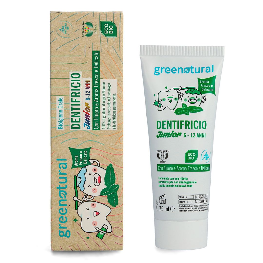 Dentifricio Junior per Bambini 6-12 anni con fluoro – Greenatural