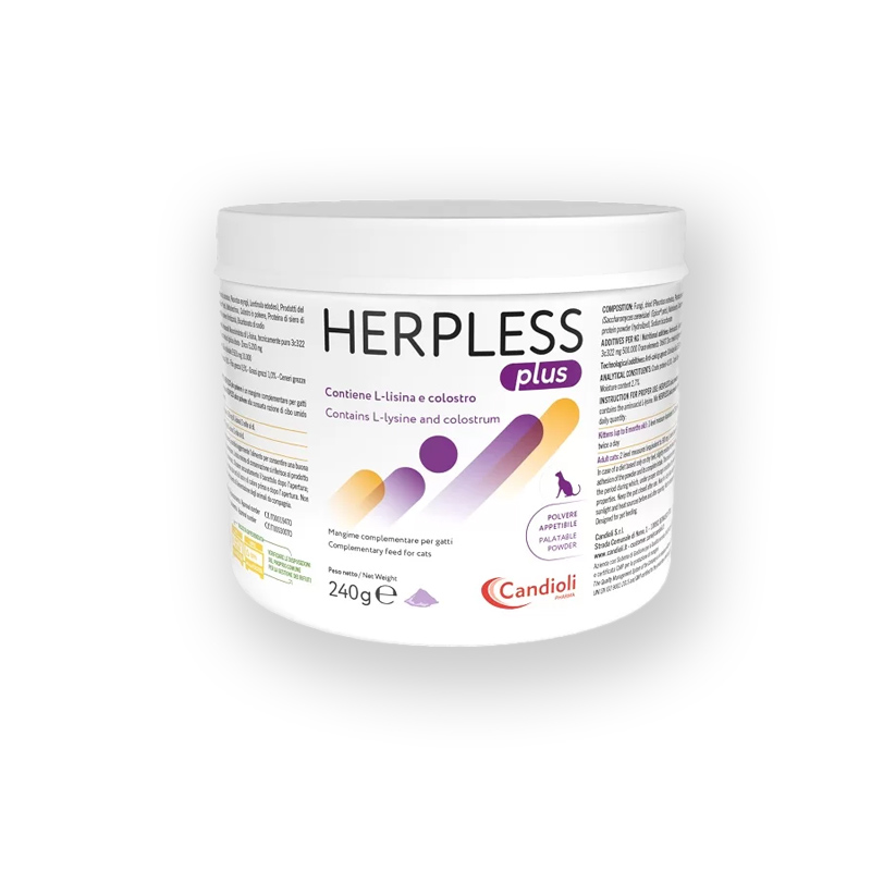 HERPLESS PLUS POLVERE (240 gr) – Supporto nutrizionale per gatti con Herpesvirus