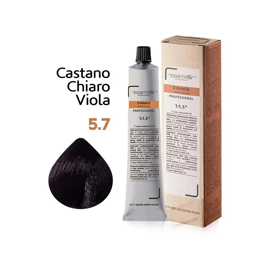 O-Range Hair Color – Colorazione Permanente in Crema – 5.7 Castano Chiaro Viola 100 ml – Togethair